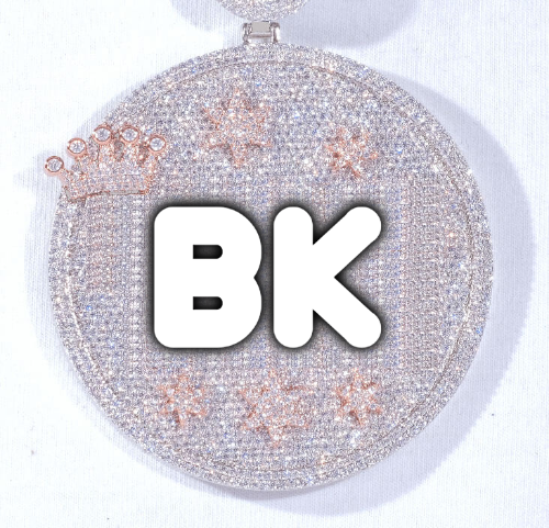 CUSTOM LETTER NECKLACE 3D BIG CROWN DISC