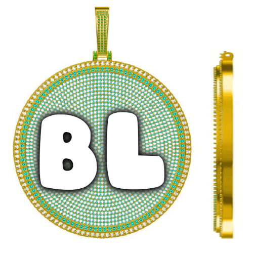 CUSTOM LETTER NECKLACE 3D BIG DISC