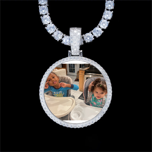 925S & VVS Moissanite 3D Circle Custom Picture Pendant
