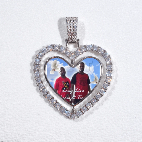 3D Spinning 2-Faced Heart Custom Picture Pendant