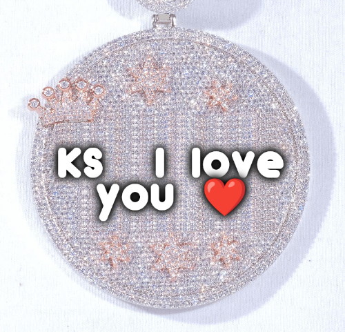 CUSTOM LETTER NECKLACE 3D BIG CROWN DISC