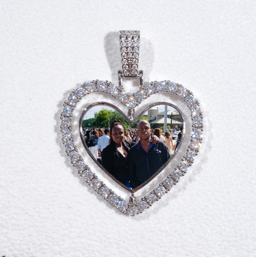 3D Spinning 2-Faced Heart Custom Picture Pendant
