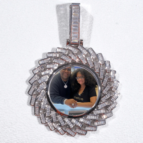 Large 3D Baguette Custom Picture Pendant