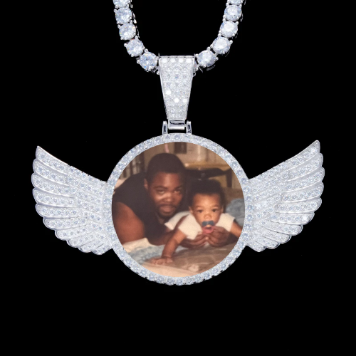 925S & VVS Moissanite 3D Wing Custom Picture Pendant