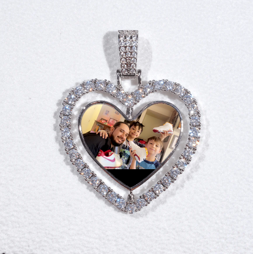 3D Spinning 2-Faced Heart Custom Picture Pendant