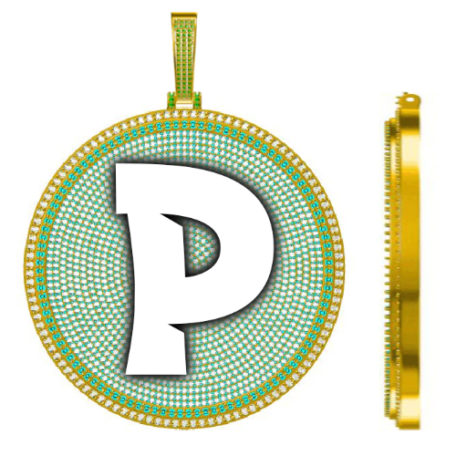 CUSTOM LETTER NECKLACE 3D BIG DISC