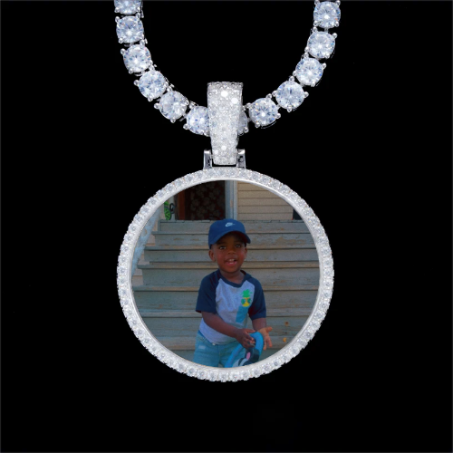 925S & VVS Moissanite 3D Circle Custom Picture Pendant