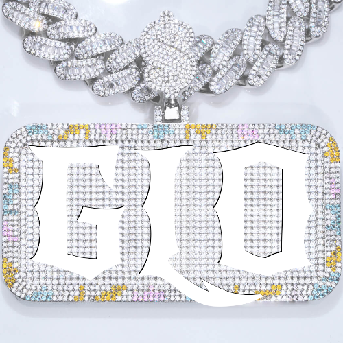 CUSTOM LETTER NECKLACE 3D COLORFUL SQUARE