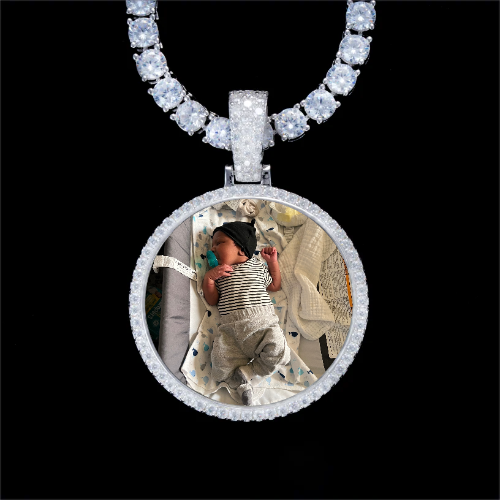925S & VVS Moissanite 3D Circle Custom Picture Pendant