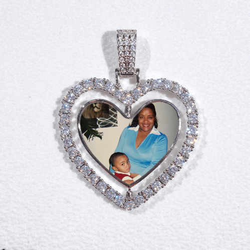 3D Spinning 2-Faced Heart Custom Picture Pendant