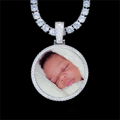 925S & VVS Moissanite 3D Circle Custom Picture Pendant