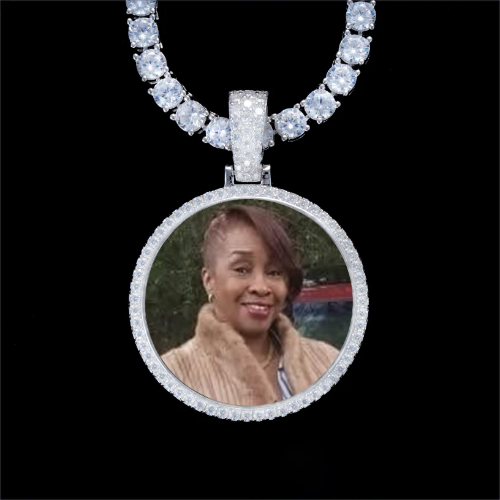 925S & VVS Moissanite 3D Circle Custom Picture Pendant