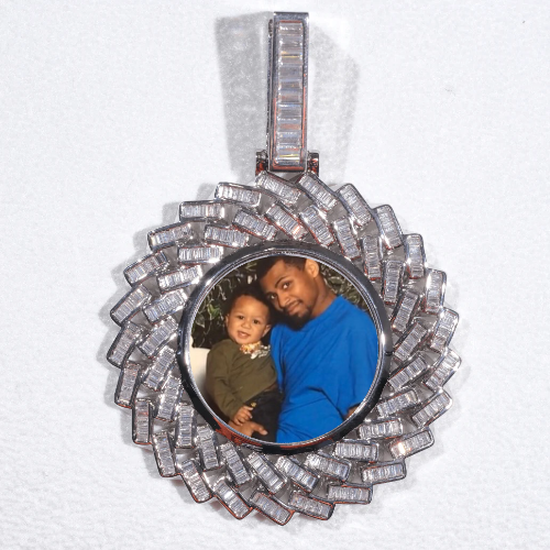 Large 3D Baguette Custom Picture Pendant