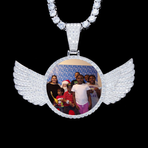 925S & VVS Moissanite 3D Wing Custom Picture Pendant