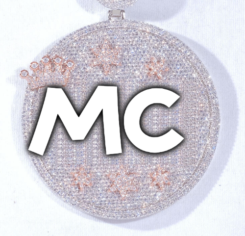 CUSTOM LETTER NECKLACE 3D BIG CROWN DISC