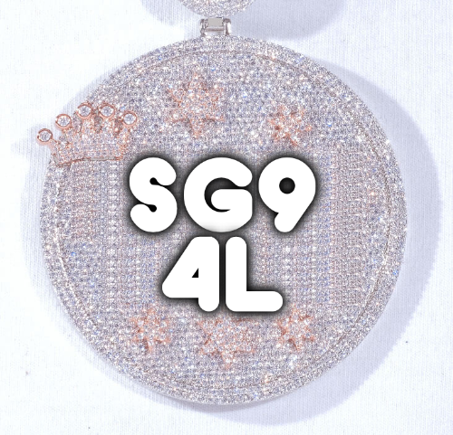 CUSTOM LETTER NECKLACE 3D BIG CROWN DISC