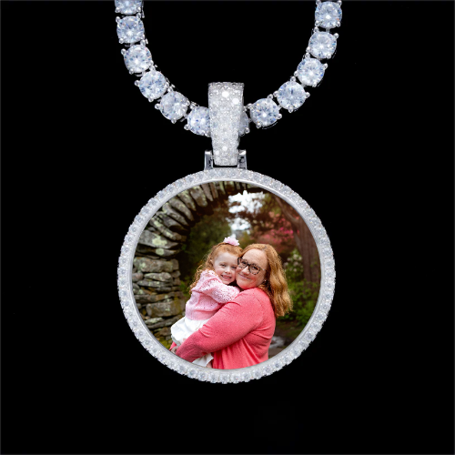 925S & VVS Moissanite 3D Circle Custom Picture Pendant