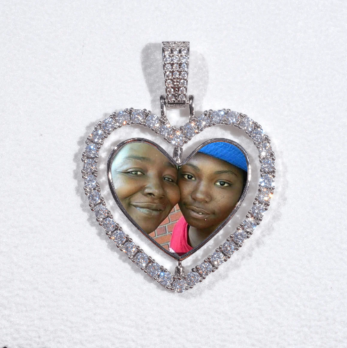 3D Spinning 2-Faced Heart Custom Picture Pendant