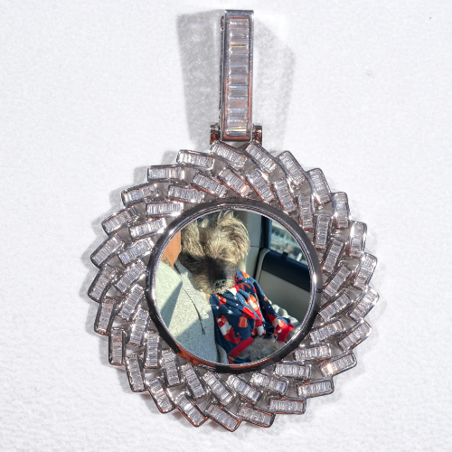 Large 3D Baguette Custom Picture Pendant