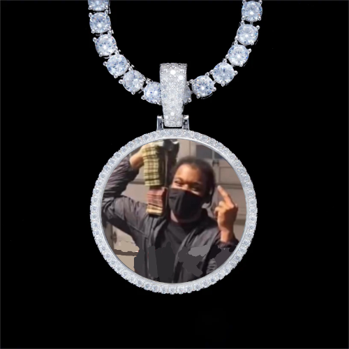 925S & VVS Moissanite 3D Circle Custom Picture Pendant