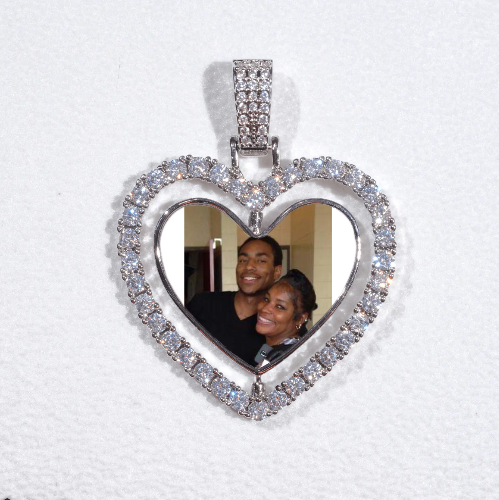 3D Spinning 2-Faced Heart Custom Picture Pendant