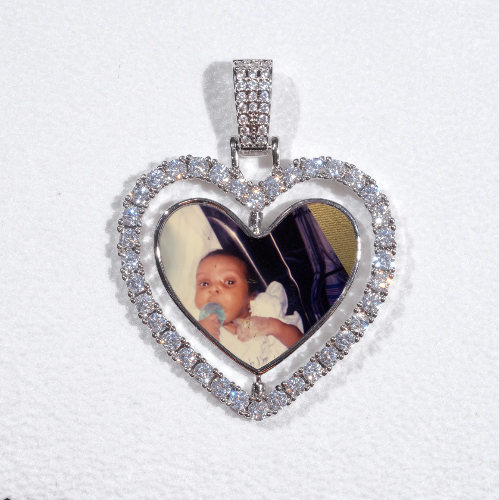 3D Spinning 2-Faced Heart Custom Picture Pendant