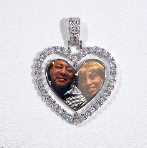 3D Spinning 2-Faced Heart Custom Picture Pendant