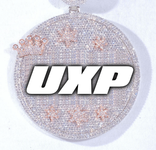 CUSTOM LETTER NECKLACE 3D BIG CROWN DISC