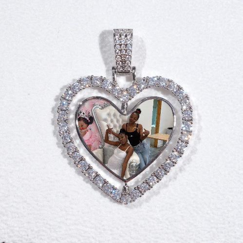 3D Spinning 2-Faced Heart Custom Picture Pendant