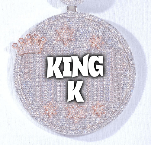CUSTOM LETTER NECKLACE 3D BIG CROWN DISC