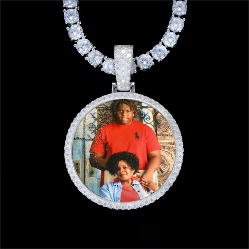 925S & VVS Moissanite 3D Circle Custom Picture Pendant