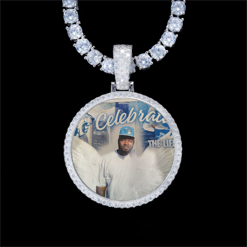 925S & VVS Moissanite 3D Circle Custom Picture Pendant