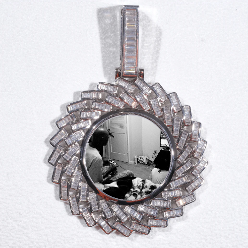 Large 3D Baguette Custom Picture Pendant
