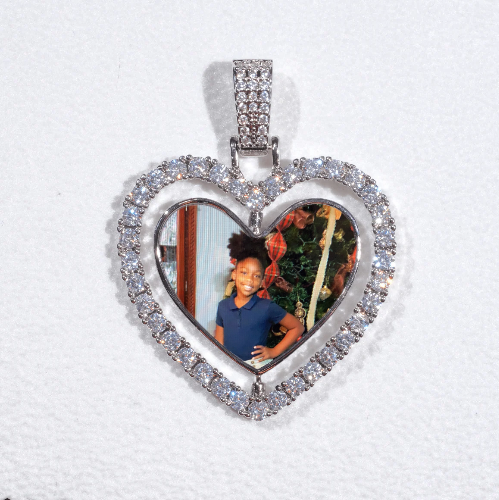 3D Spinning 2-Faced Heart Custom Picture Pendant