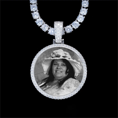 925S & VVS Moissanite 3D Circle Custom Picture Pendant