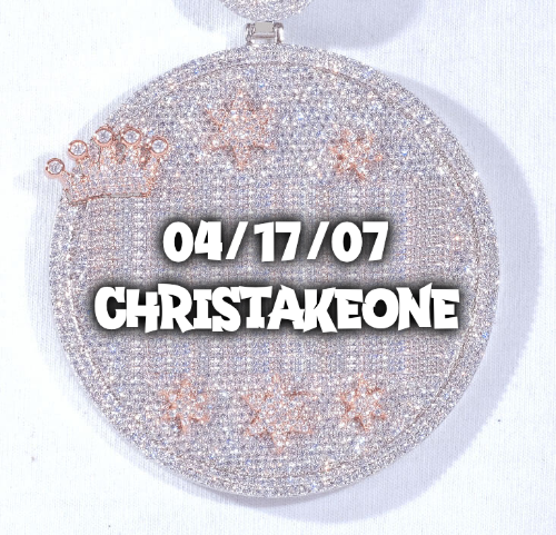 CUSTOM LETTER NECKLACE 3D BIG CROWN DISC