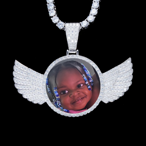 925S & VVS Moissanite 3D Wing Custom Picture Pendant