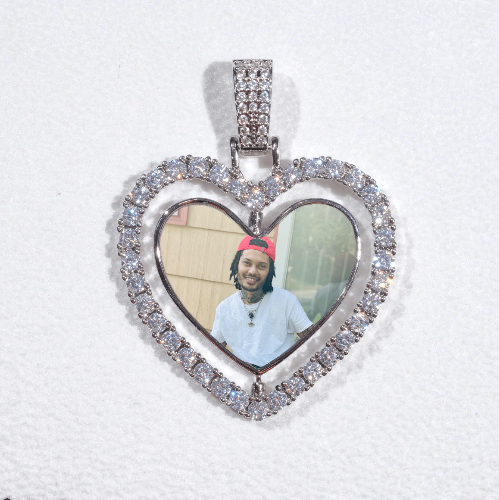 3D Spinning 2-Faced Heart Custom Picture Pendant