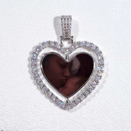 3D Spinning 2-Faced Heart Custom Picture Pendant