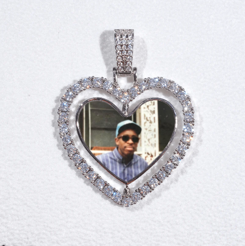 3D Spinning 2-Faced Heart Custom Picture Pendant