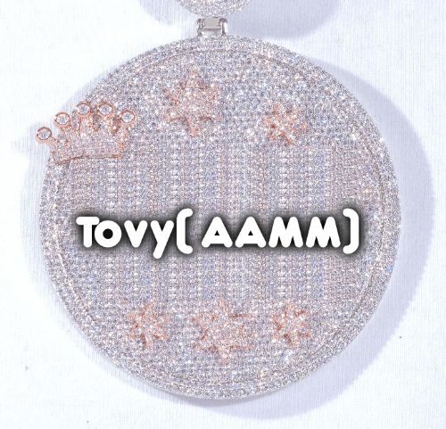 CUSTOM LETTER NECKLACE 3D BIG CROWN DISC