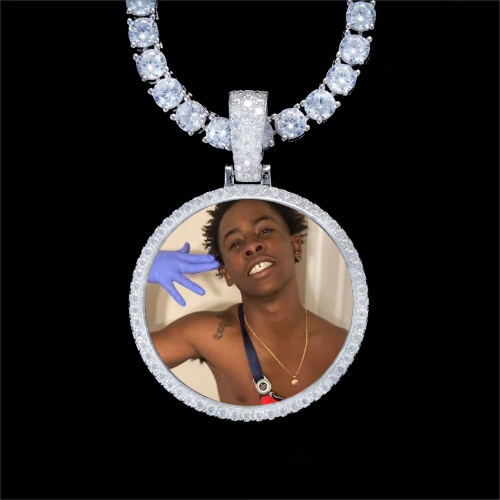 925S & VVS Moissanite 3D Circle Custom Picture Pendant