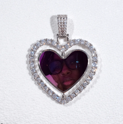 3D Spinning 2-Faced Heart Custom Picture Pendant