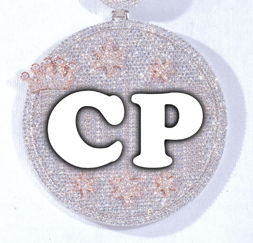 CUSTOM LETTER NECKLACE 3D BIG CROWN DISC