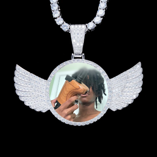 925S & VVS Moissanite 3D Wing Custom Picture Pendant