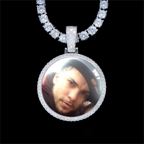 925S & VVS Moissanite 3D Circle Custom Picture Pendant