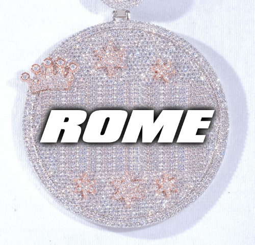 CUSTOM LETTER NECKLACE 3D BIG CROWN DISC