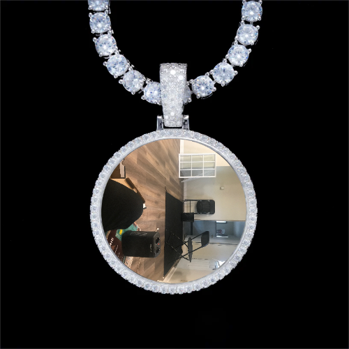 925S & VVS Moissanite 3D Circle Custom Picture Pendant