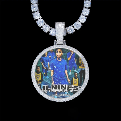 925S & VVS Moissanite 3D Circle Custom Picture Pendant