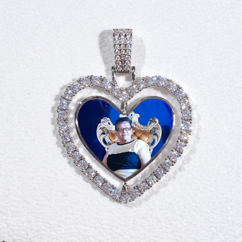 3D Spinning 2-Faced Heart Custom Picture Pendant